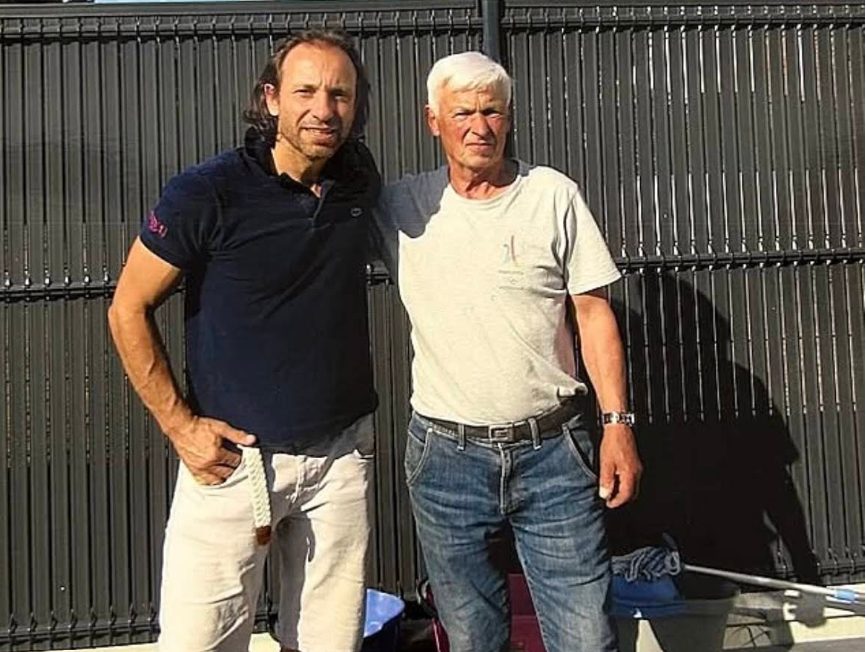 Gérard Mioque avec Philippe Candeloro, patineur olympique français